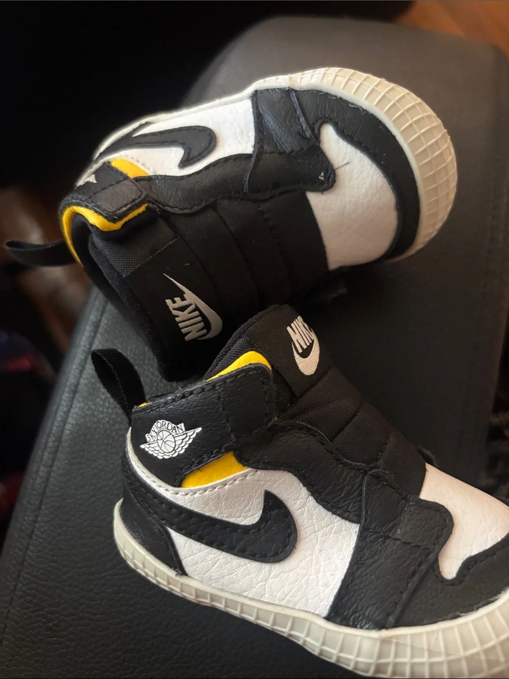 Nike Baby Black, White & Yellow High-Top Walker Sneakers